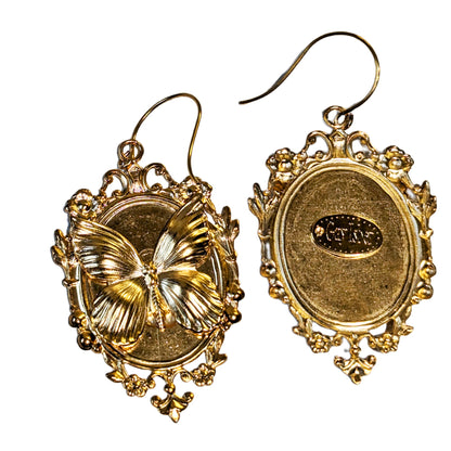 Gold Plated Butterfly USA Hook Earrings 2.5 inches Long USA Made by Sugar Gay Isber unisex-adult