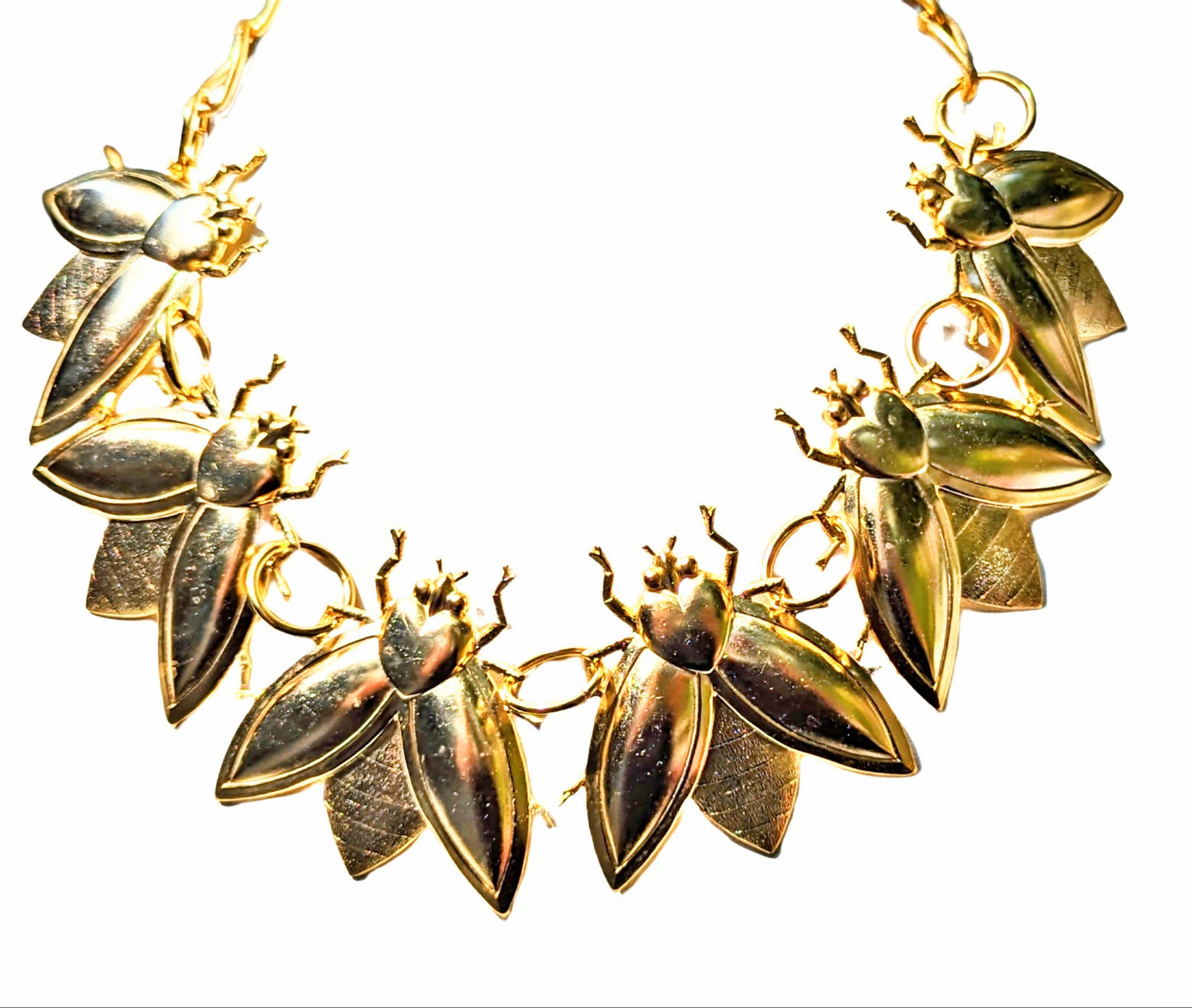 24k Gold Plated Bee Collar USA Made Brass Sugar Gay Isber WOW Necklace Adjustable size to fit