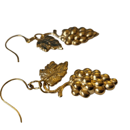 Gold Plated Grape Cluster USA Hook Earrings 2.4 inches Long USA Made by Sugar Gay Isber unisex-adult