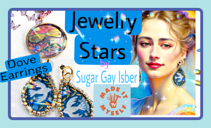 Beautiful Blue and Dove Sparkle Earrings Blue Gold Plated USA Made Sugar Gay Isber Free Shipping