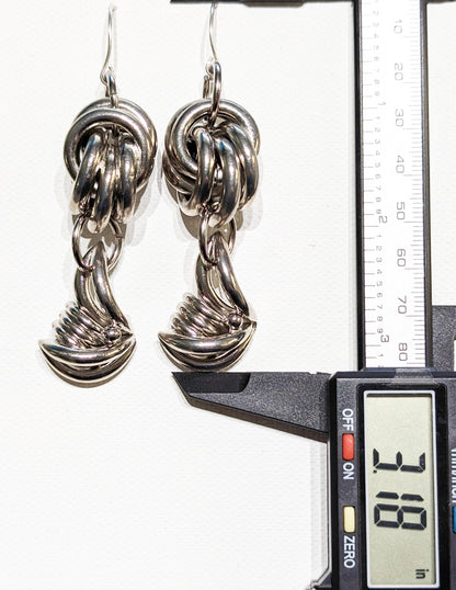 One of kind Silver Knots Vintage Earrings USA made Sugar Gay Isber Free shipping 3 inches