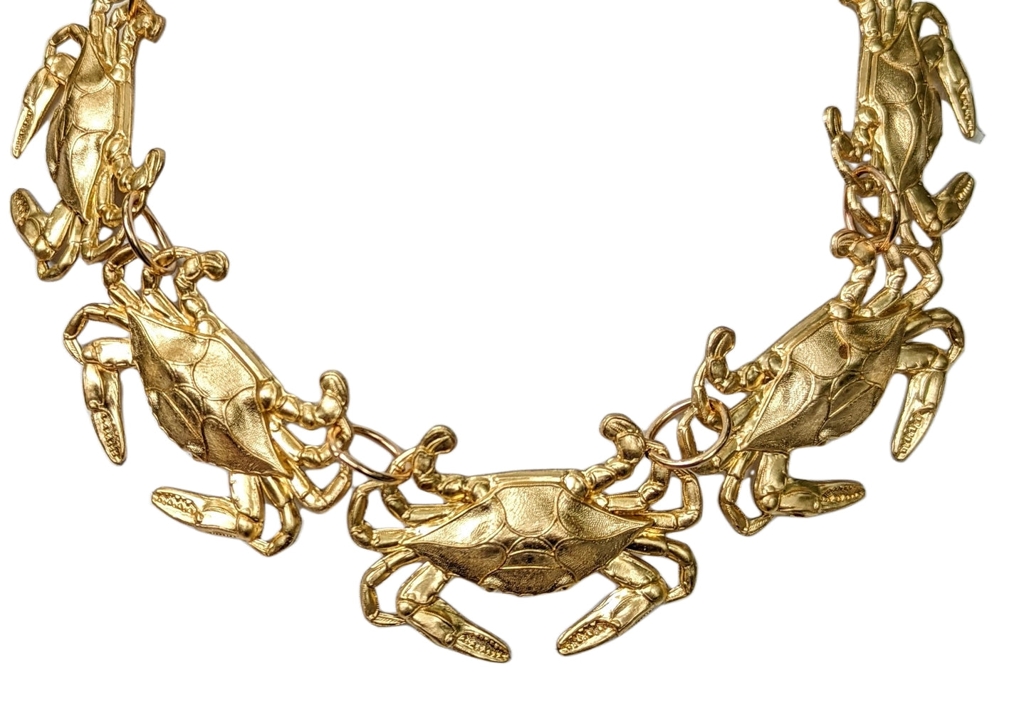24K Gold Plated Crab Collar Necklace USA Made Brass 18 inches adjustable Sugar Gay Isber
