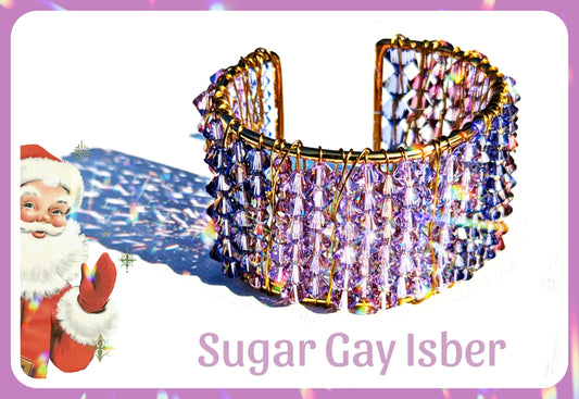 Shades of Purple Cuff Bracelet Vintage Swarovski Handmade Sustainable USA Sugar Gay Isber