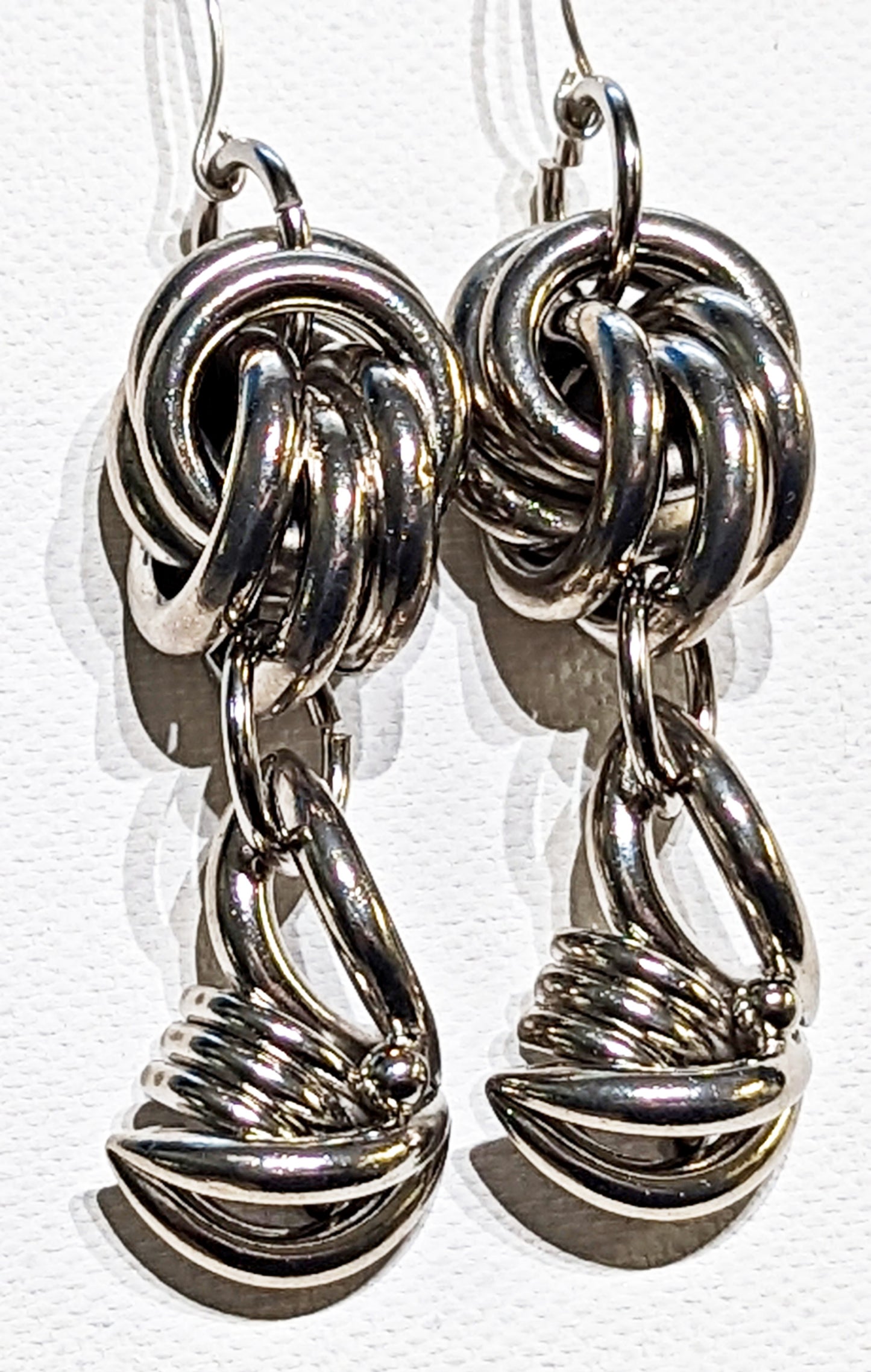 One of kind Silver Knots Vintage Earrings USA made Sugar Gay Isber Free shipping 3 inches