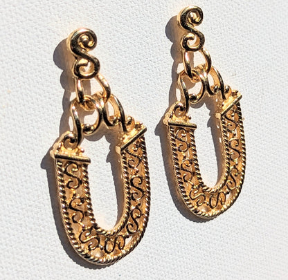 Beautiful Gold Plated Post Designer Earrings 2.2 inch Long USA Made by Sugar Gay Isber unisex-adult