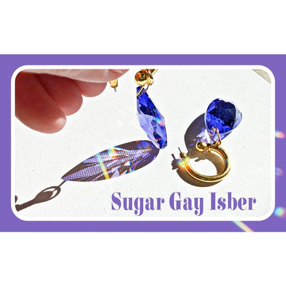 Swarovski Blue Violet Purple Crystal Earrings Gold plate USA-made Sugar Gay Isber