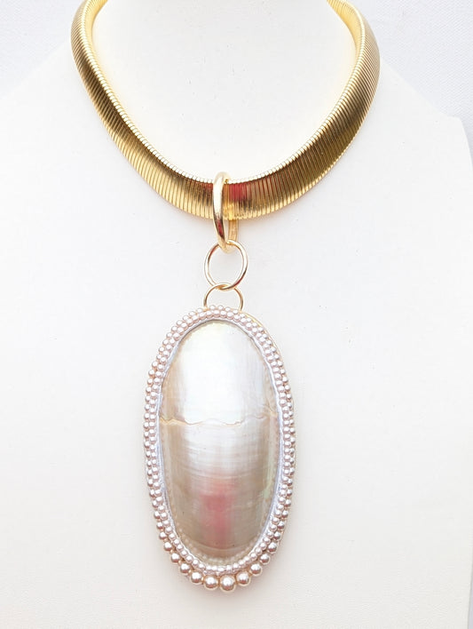 24k Gold Plated Vintage Collar + Nautilus shell with vintage Japan baby pearls Necklace Sugar Gay Isber