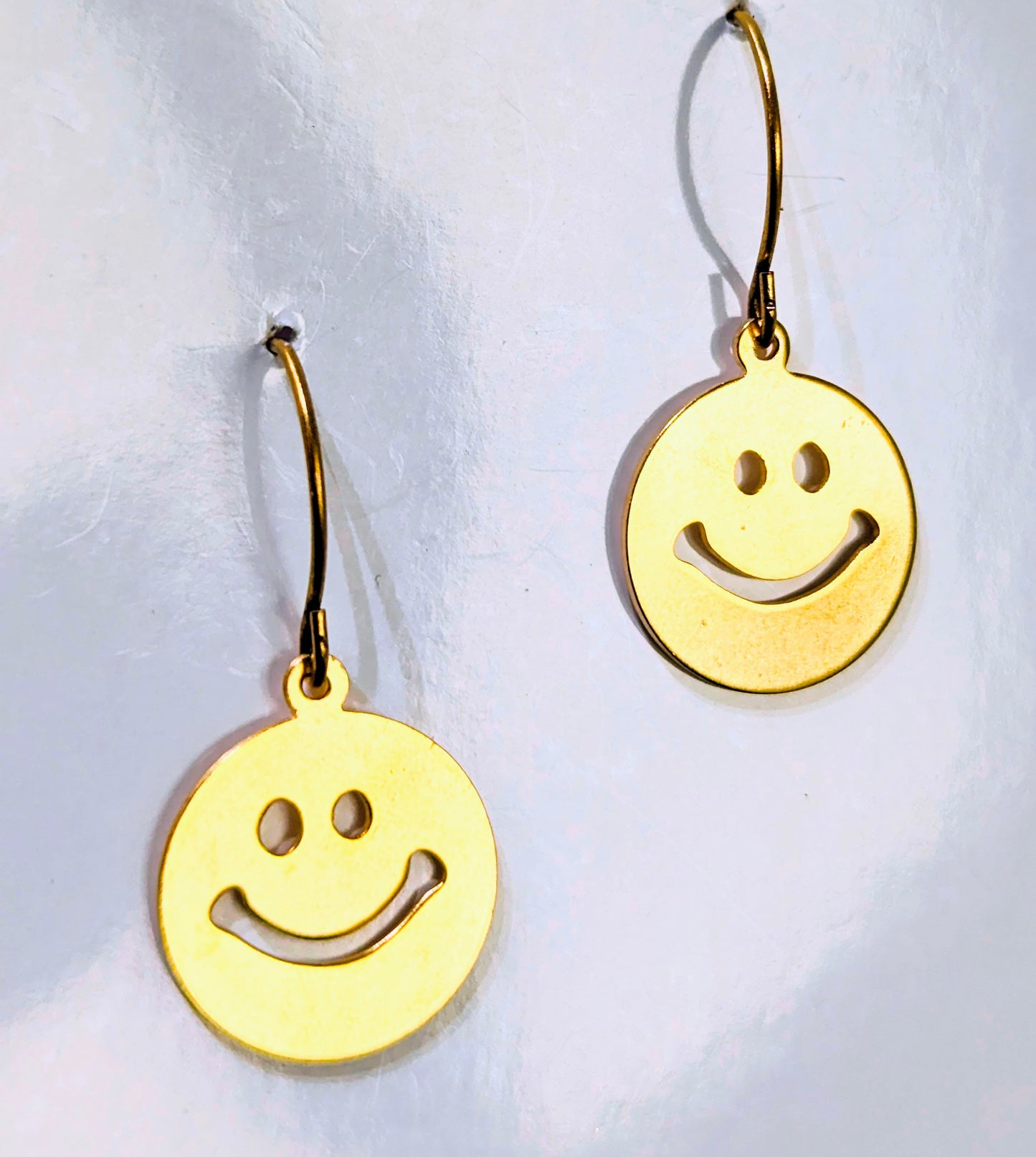 24k Gold Smile Earrings Plated 1.5 inch Long USA Made by Sugar Gay Isber unisex-adult Be Happy
