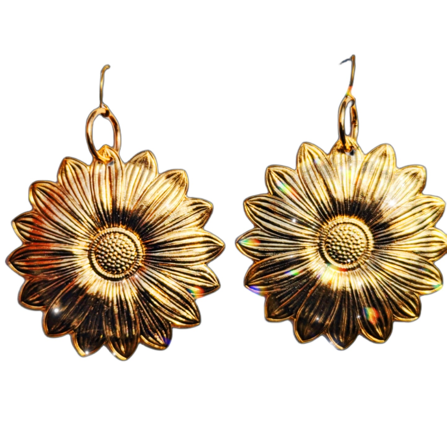 24K Gold-Plated Jumbo Flower Earrings 3 inches USA Made by Sugar Gay Isber unisex-adult