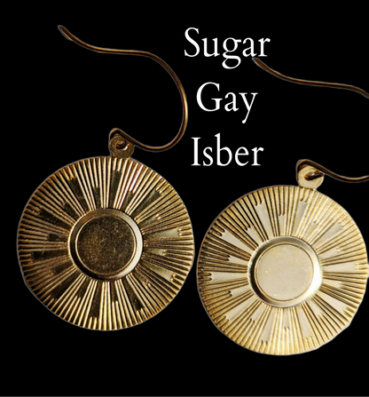 Eclipse Sun Earrings Gold Plated 2 inch Long USA Made by Sugar Gay Isber unisex-adult Sunday Morning Sun