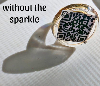 Your QR Code is made into a Ring with adjustable sizing Gold-Plated US Made Sugar Gay Isber