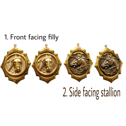 Highly Detailed Brass Horse Earrings  2.7 inch Long USA Made by Designer Sugar Gay Isber unisex-adult