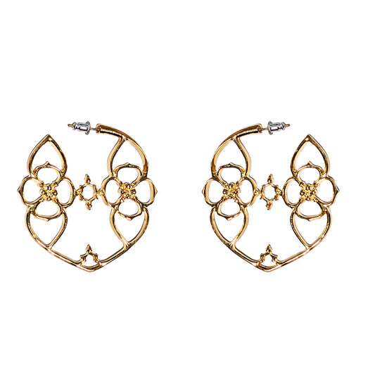 Intricate Gold Plate Designer HOOPS 2-inch Beautiful Earrings US Made Sugar Gay Isber