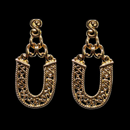 Beautiful Gold Plated Post Designer Earrings 2.2 inch Long USA Made by Sugar Gay Isber unisex-adult