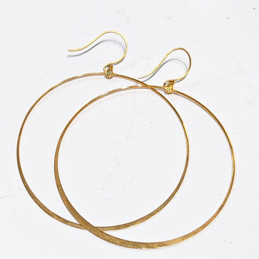 Beautiful Vintage Jumbo Gold HOOP 75mm 3-inch Delicate Earrings US Made Sugar Gay Isber