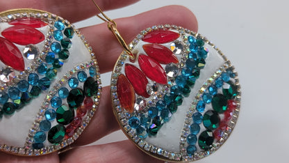 Handmade Classic Ornament White Sparkle Earrings US Made Sugar Gay Isber