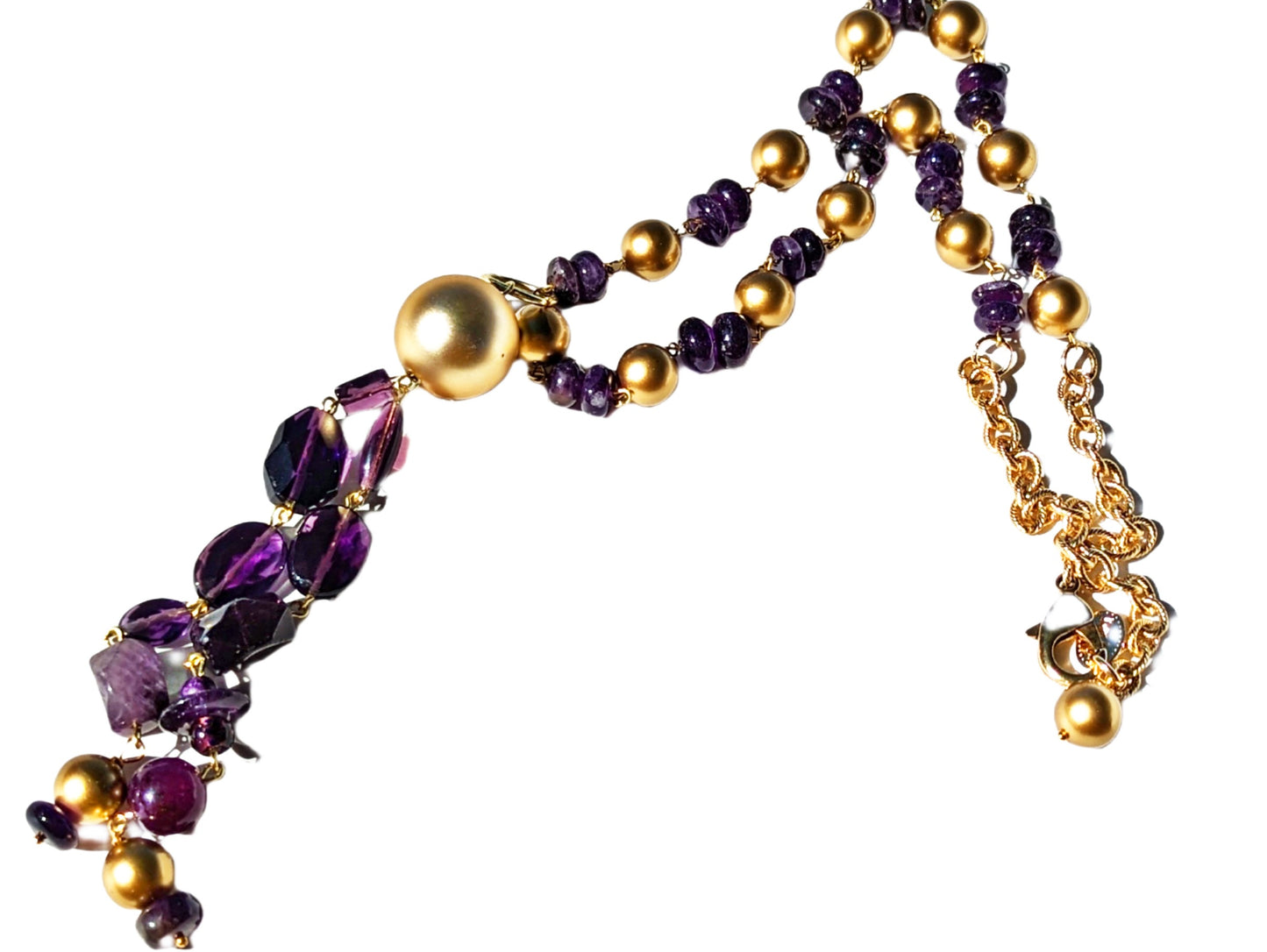 Purple + Gold Hand Linked Darling Necklace Gay Isber one of a kind USA-Gay Isber Designs
