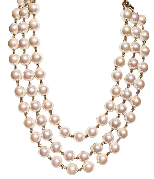 Vintage 3 Strand Handlinked Pearls by Gay Isber Jackie O got an upgrade-Gay Isber Designs