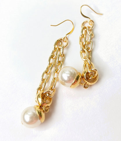 Chains and Pearls Gold Sexy Earrings Gay Isber Handmade USA Made sustainable jewelry-Gay Isber Designs