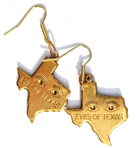 Small Eyes of Texas earrings 100% USA made brass Gay Isber Gift Bag unisex-Gay Isber Designs