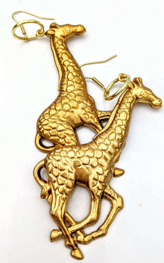 Giraffe Gold-plated Brass Earrings USA 100% Gay Isber Gift Bag-Gay Isber Designs