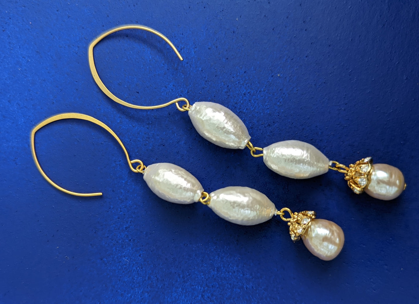 Rare Cotton Pearls Earrings Bridal Gay Isber USA Made with Free Gift Bag-Gay Isber Designs