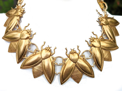 Bee Collar USA Made Brass Gay Isber WOW Necklace Adjustable size to fit-Gay Isber Designs