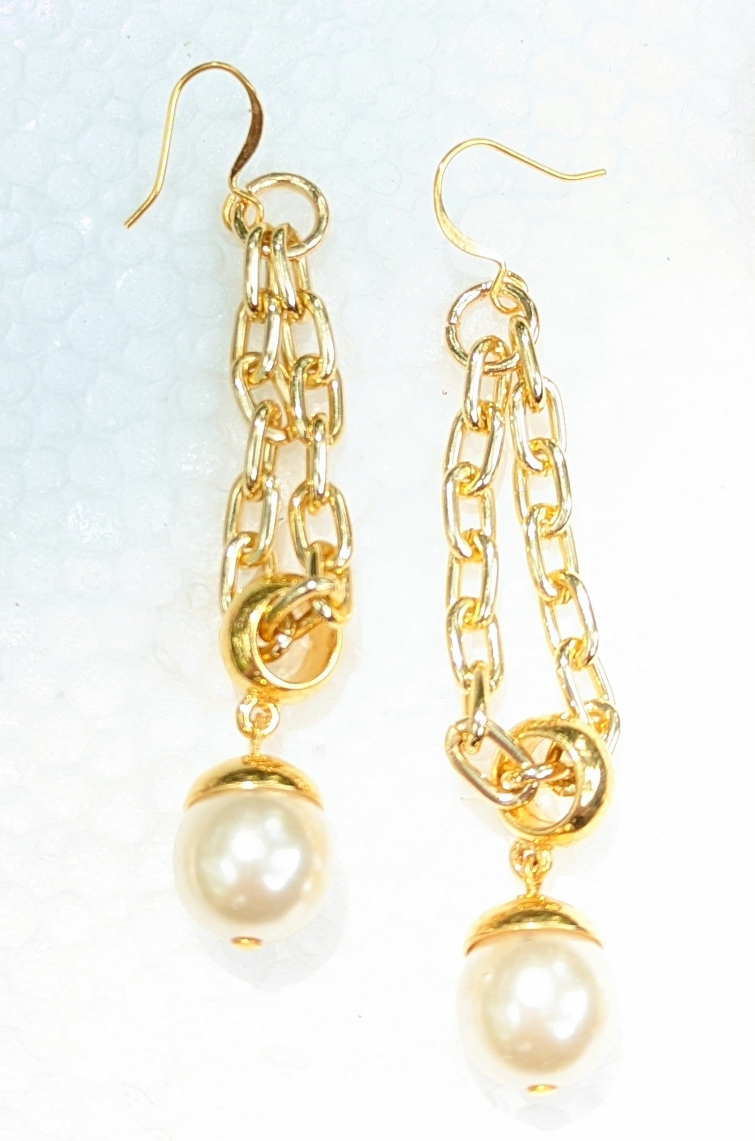 Chains and Pearls Gold Sexy Earrings Gay Isber Handmade USA Made sustainable jewelry-Gay Isber Designs