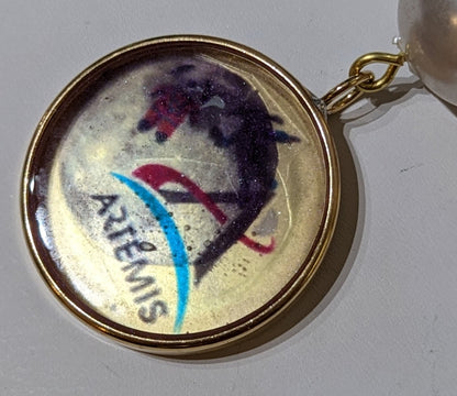 Artemis Moon Mission Necklace Vintage Pearl Jupiter Fidgeter Handlinked Unisex Hand Made USA Gay Isber-Gay Isber Designs