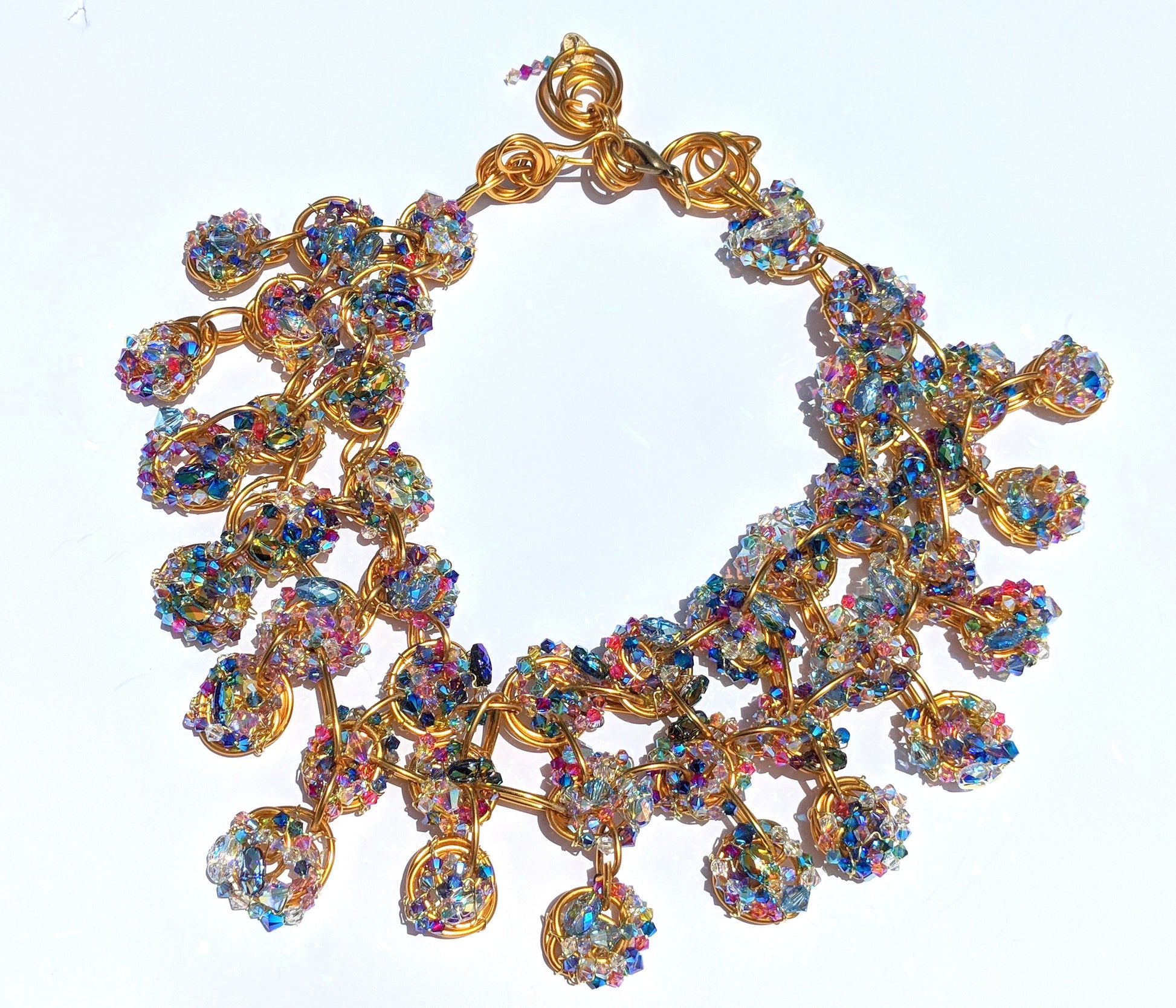 Swarovski 2 X AB Scarabs Nest of Sparkle Multicolor WOW Necklace 1 of 1 Gay Isber-Gay Isber Designs