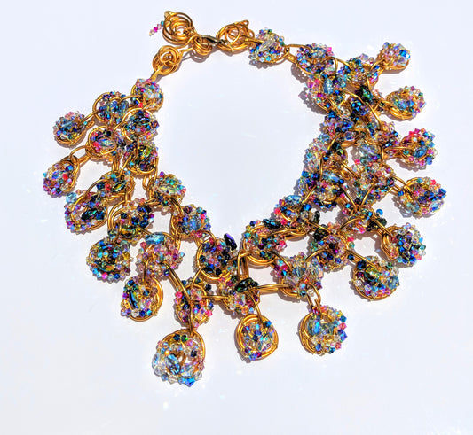 Swarovski 2 X AB Scarabs Nest of Sparkle Multicolor WOW Necklace 1 of 1 Gay Isber-Gay Isber Designs