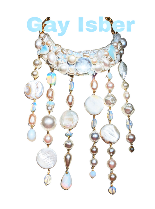 Vintage Pearls Opalite One of a Kind Bib Runway Necklace by Gay Isber-Gay Isber Designs