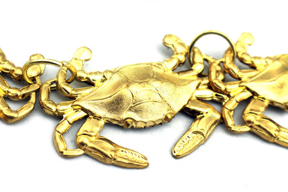 Crab Collar Necklace USA Made Brass highly detailed 18 inches adjustable Gay Isber-Gay Isber Designs